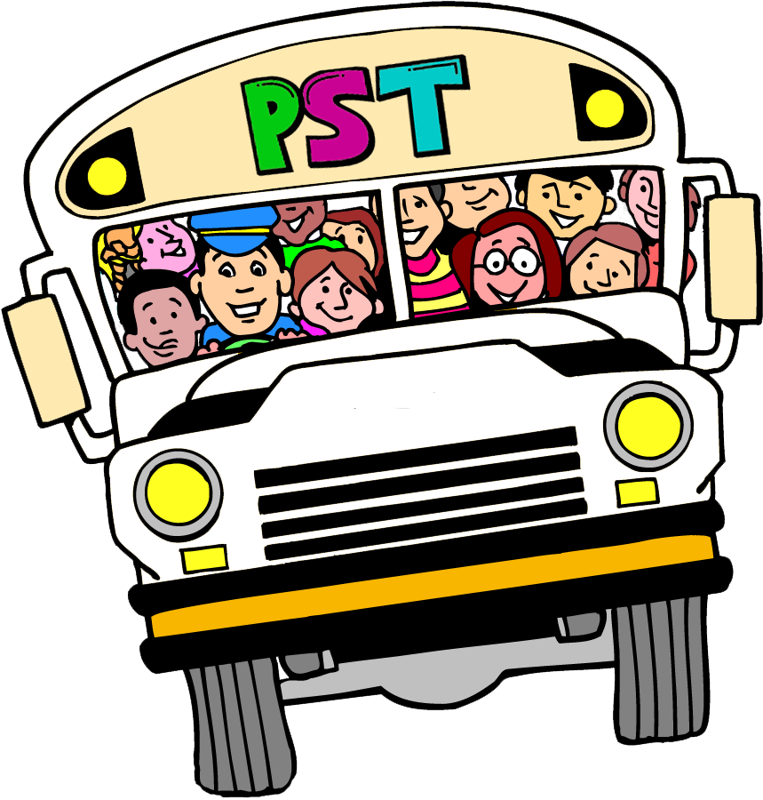 PrimarySchoolTrips.com logo - cartoon of smiling children on a school bus