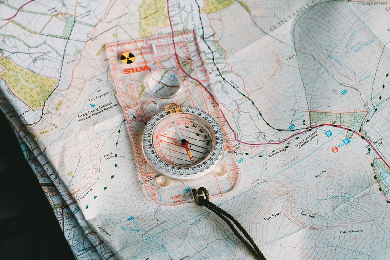 Photo of orienteeting map and compass